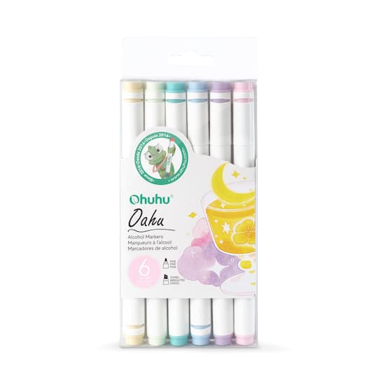 Ohuhu® Oahu 6 Color Pastel Alcohol Marker Set